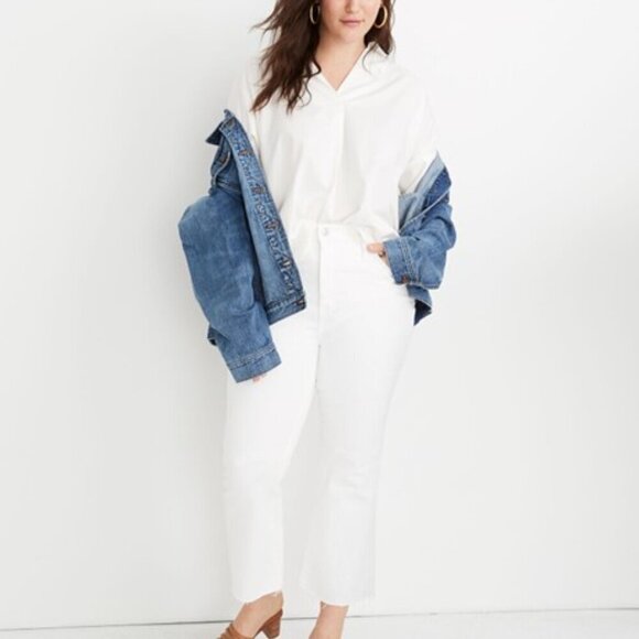Madewell Cali Demi-Boot Jean Pure White Raw-Hem Distressed Stretch Denim 26 - Picture 4 of 15